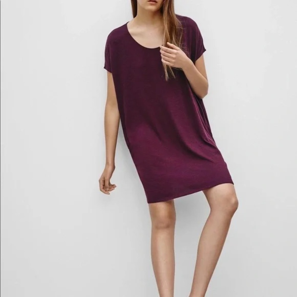 🌹Aritzia Wilfred Free Lorelei Burgundy Jersey Mini Dress Oversized XXS EUC